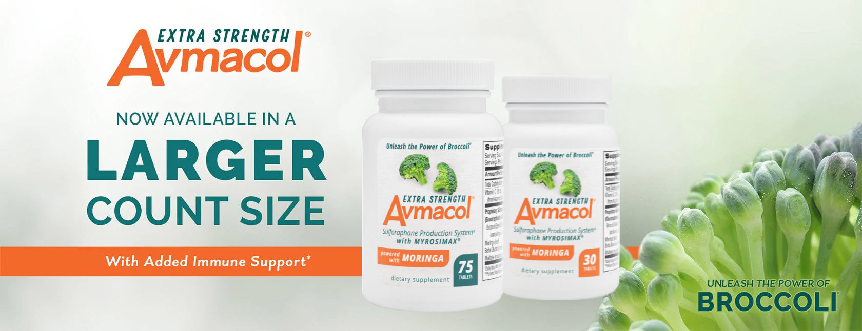 Avmacol Extra Strength now available in a larger count size, and with added Immune Support.